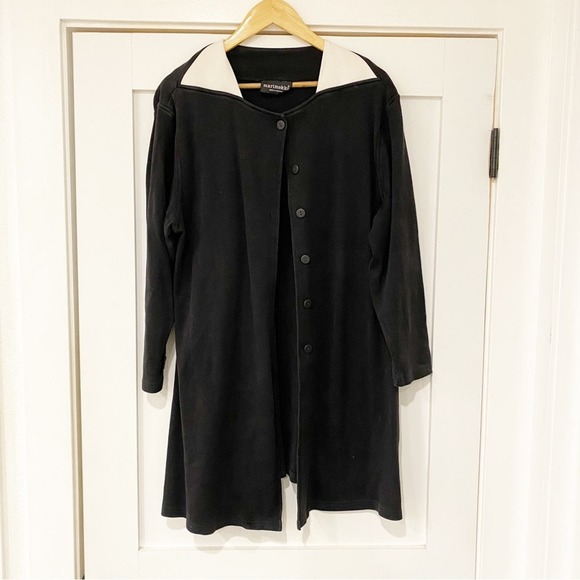 Marimekko Black Button Front White Detail Dress